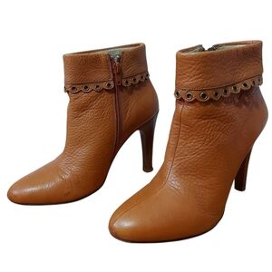 Michael Kors Women Roadie Ankle High Heel Bootis Size 6 M Scallope Edge Zipper